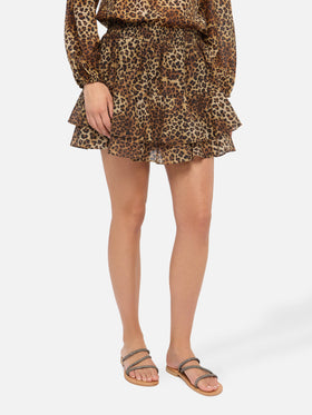 Eivissa mini gonna in voile di seta con stampa animalier