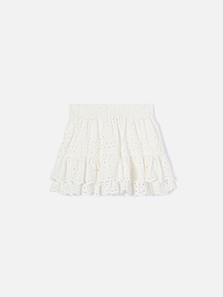 Gonna Evissa Jr in sangallo bianco a due balze