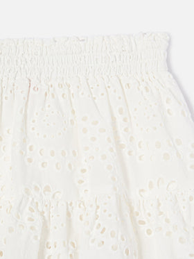 Evissa Jr cotton broderie skirt with double ruffle