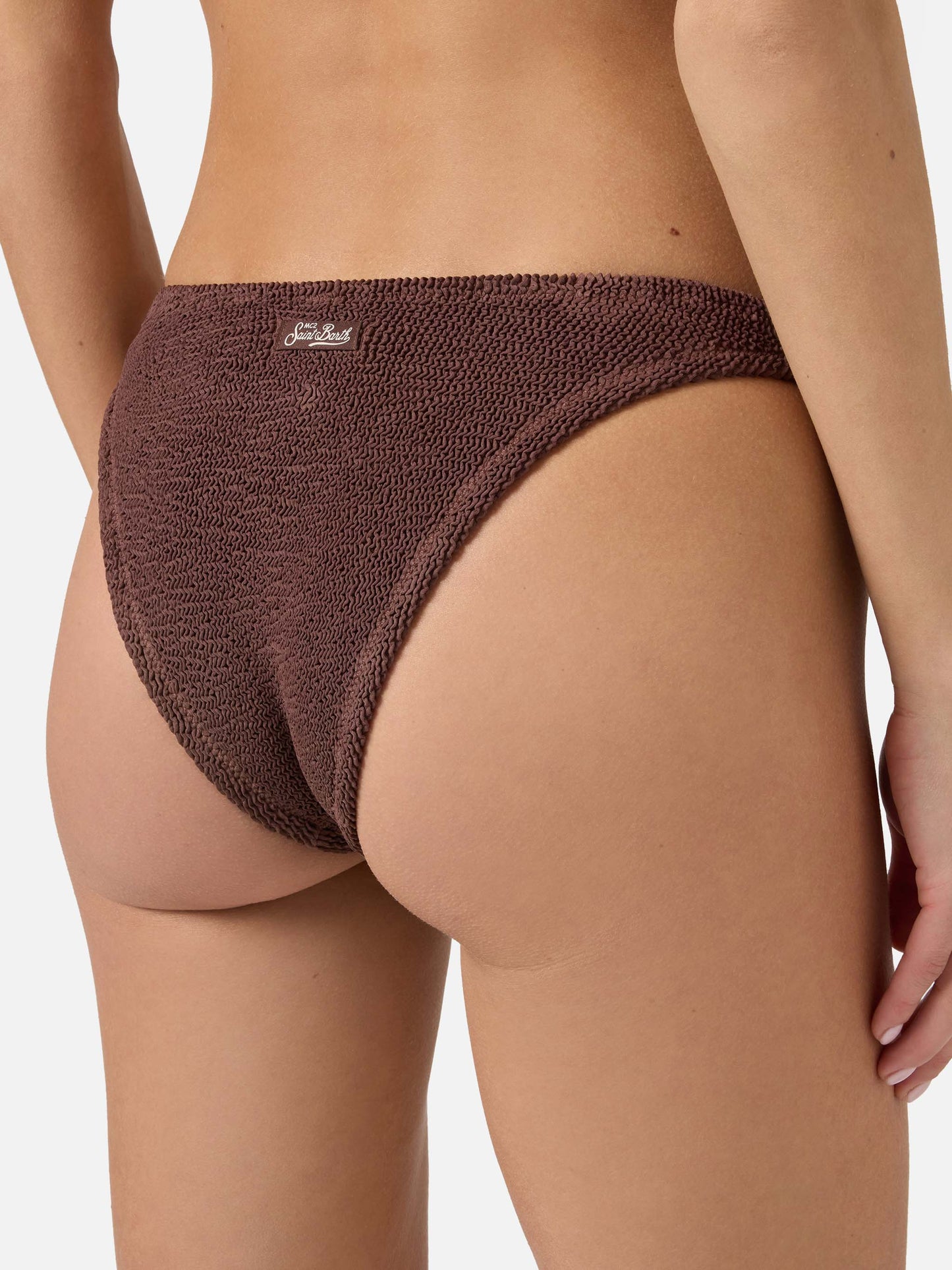 Classic swim briefs Elise in brown crinkle