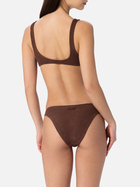 Elise classic brown crinkle swim briefs - MC2 Saint Barth