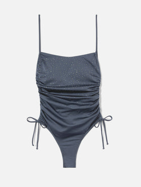 Eliya one-piece swimsuit glossy finish with rhinestone details