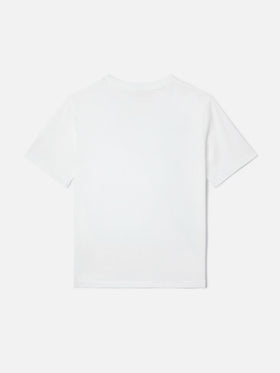 T-shirt Elly en coton blanc avec broderie Bikini Obsession et strass 