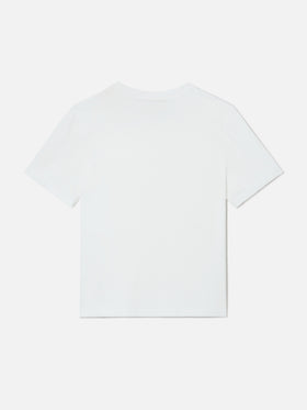 T-shirt Elly en coton blanc avec imprimé léopard et broderie Tutta la mamma 