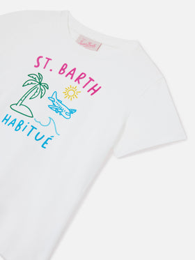 Portland Jr t-shirt with Habitué embroidery on front and back