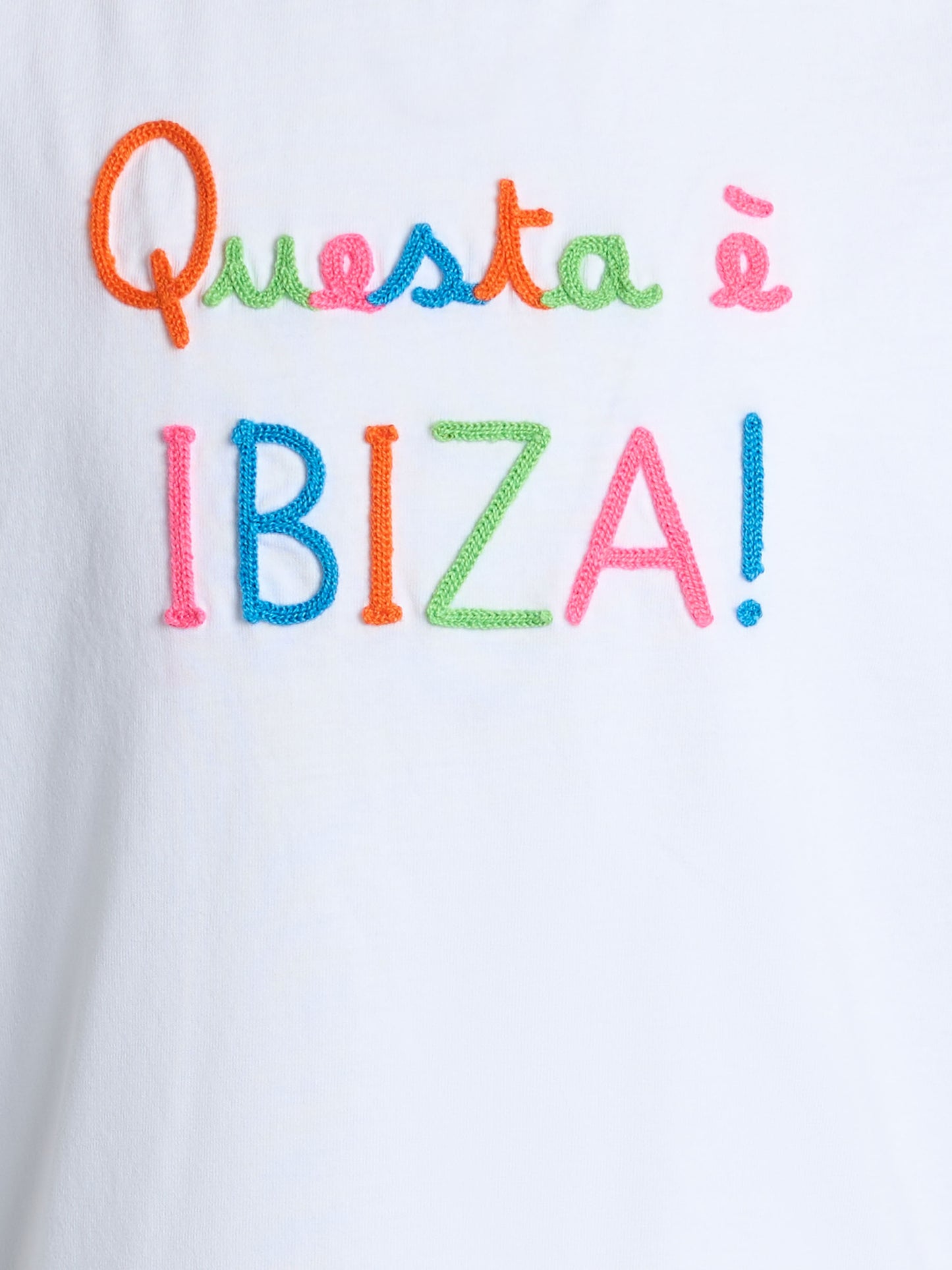 Girl cotton jersey crewneck t-shirt Elly with Questa è Ibiza embroidery - MC2 Saint Barth