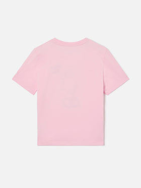 Elly T-shirt in pink cotton with Saint Barth logo rhinestones embellishment