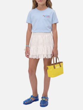 Camiseta Elly en algodón azul claro con bordado Viziata da papà 