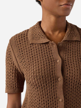 Cárdigan Elowen marrón de crochet 
