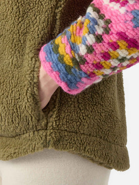 Woman sherpa overshirt with crochet details