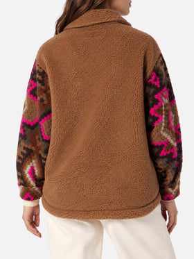 Giacca Elys overshirt in sherpa con stampa etnica