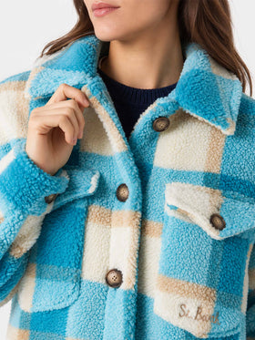 Elys Overshirt aus Tartan-Sherpa 