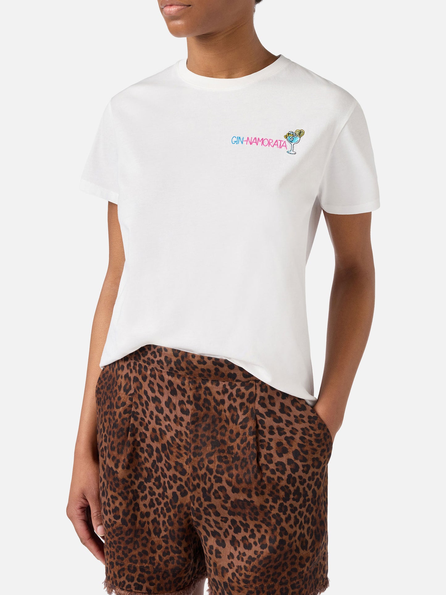 Camiseta Emilie blanca con bordado Gin-namorata 