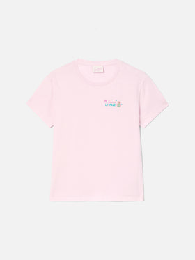 Camiseta Emilie rosa con bordado Mi girano le pale 