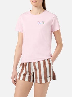 Camiseta Emilie rosa con bordado Mi girano le pale 