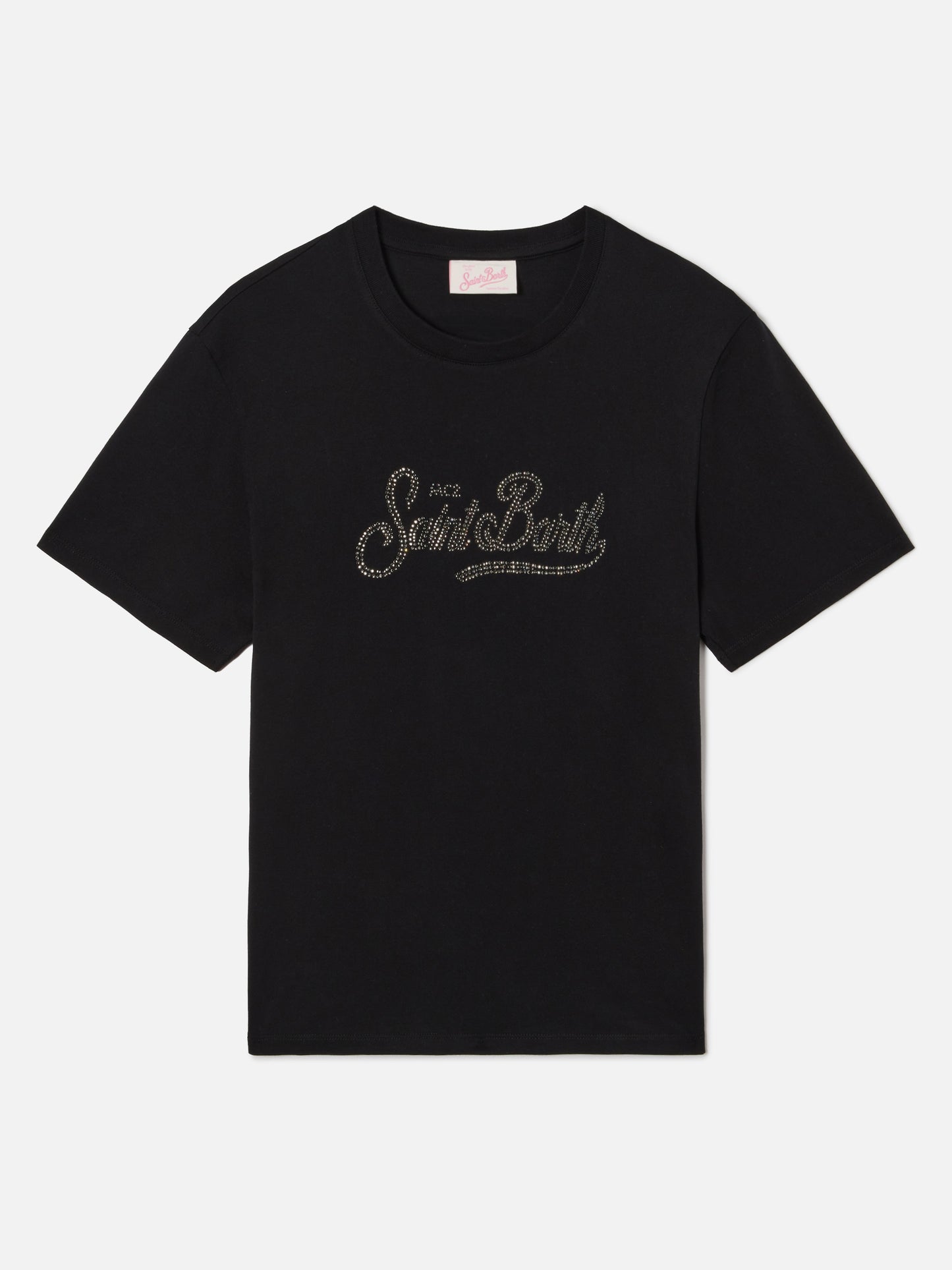 Camiseta Emilie negra con logo de strass 