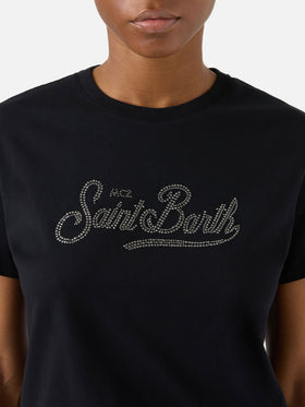 Camiseta Emilie negra con logo de strass 