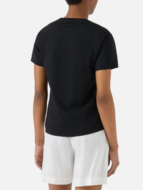 Camiseta Emilie negra con logo de strass 