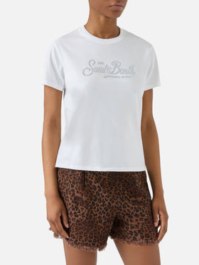 T-shirt Emilie blanc avec logo en strass 