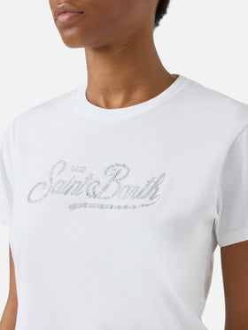 T-shirt Emilie blanc avec logo en strass 
