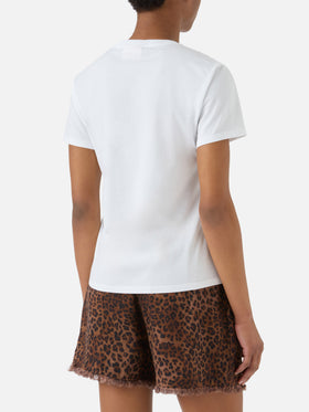 T-shirt Emilie blanc avec logo en strass 