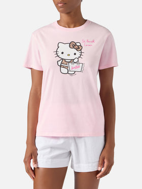 T-shirt Emilie rose avec imprimé Hello Kitty et broderie St. Barth Lover | Édition spéciale 