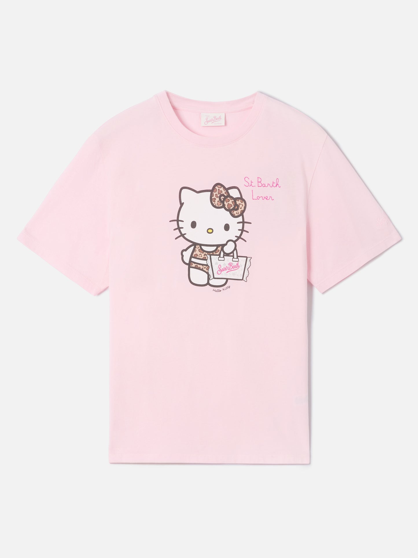 T-shirt Emilie rose avec imprimé Hello Kitty et broderie St. Barth Lover | Édition spéciale 