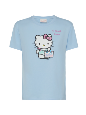 Emilie cotton t-shirt with Hello Kitty St. Barth lover embroidery | HELLO KITTY SPECIAL EDITION - MC2 Saint Barth