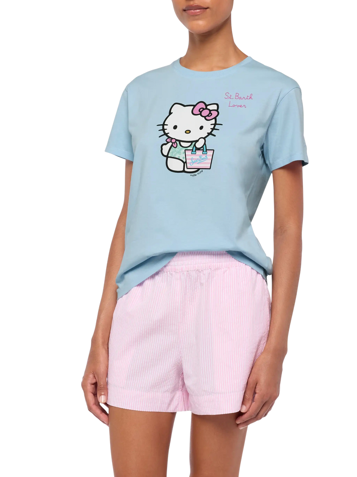 Emilie cotton t-shirt with Hello Kitty St. Barth lover embroidery | HELLO KITTY SPECIAL EDITION - MC2 Saint Barth
