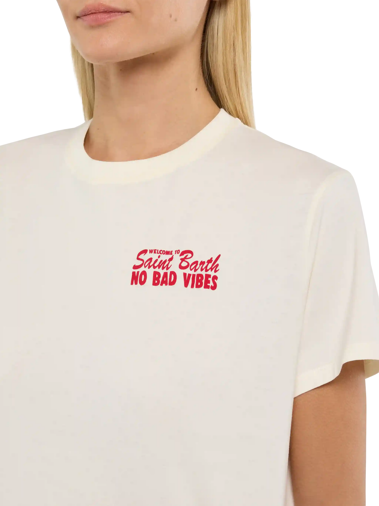 Emilie cotton t-shirt with No Bad Vibes print - MC2 Saint Barth