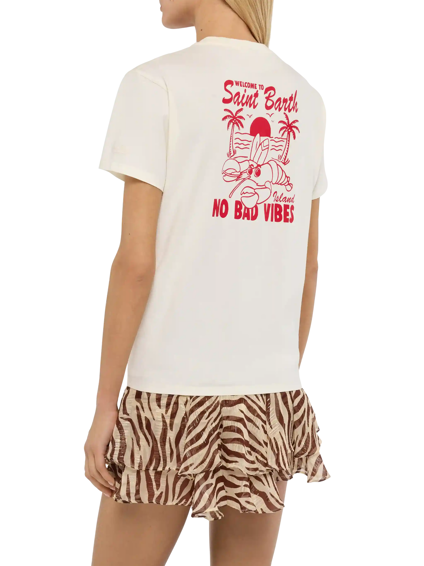 Emilie cotton t-shirt with No Bad Vibes print - MC2 Saint Barth