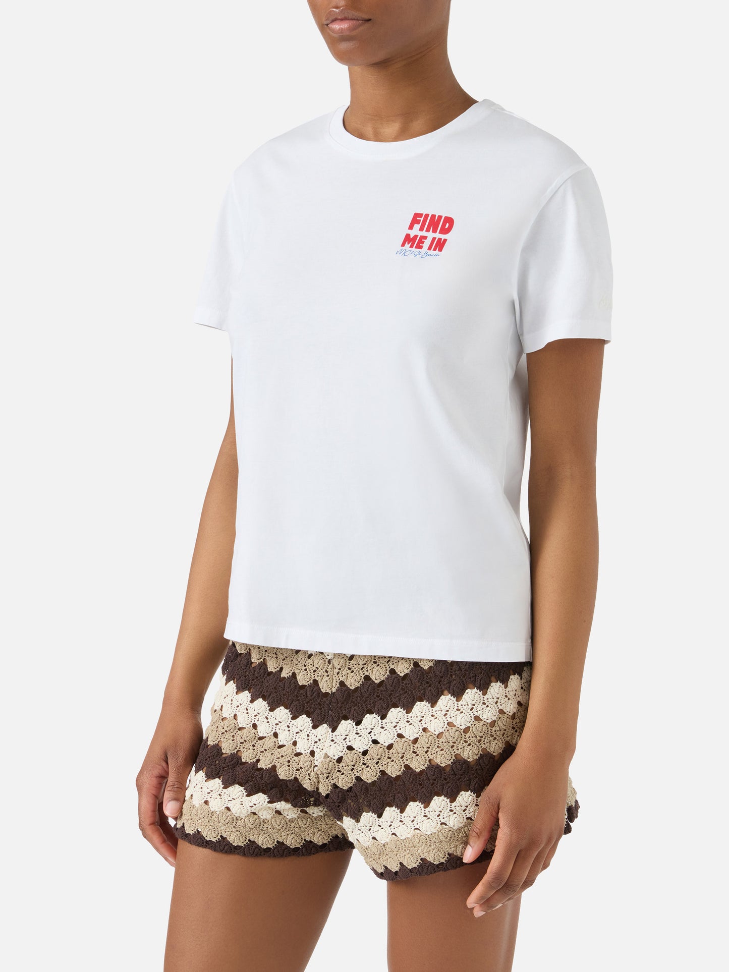 T-shirt Emilie blanc avec imprimé Find Me in Vacation 