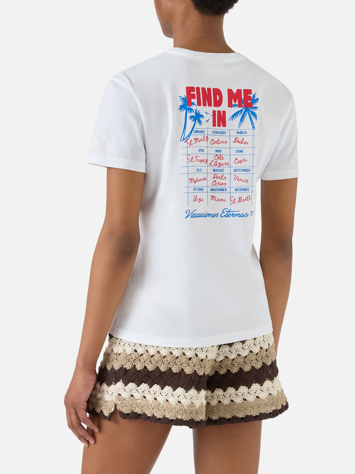 T-shirt Emilie blanc avec imprimé Find Me in Vacation 