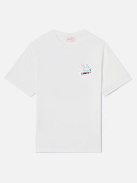 Weißes Emilie T-Shirt mit Me la tiro-Stickerei 