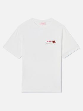 T-shirt Emilie blanc avec broderie Amore Espresso 