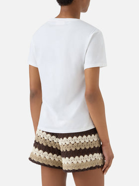 T-shirt Emilie blanc avec broderie Amore Espresso 