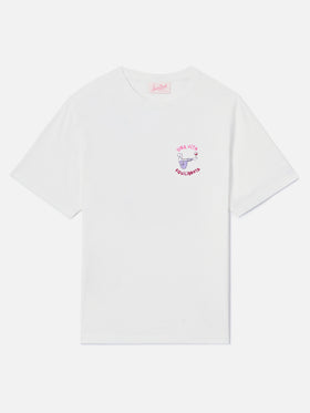 White Emilie T-shirt with Una vita equilibrata embroidery