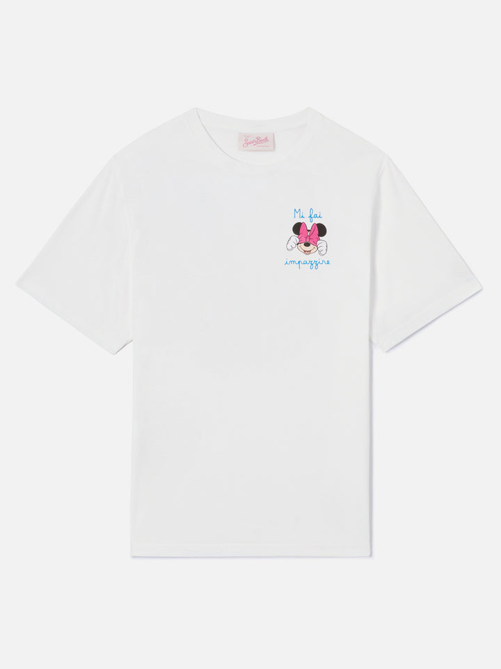 Pink Emilie T-shirt with Minnie print and Mi fai impazzire embroidery | Special edition