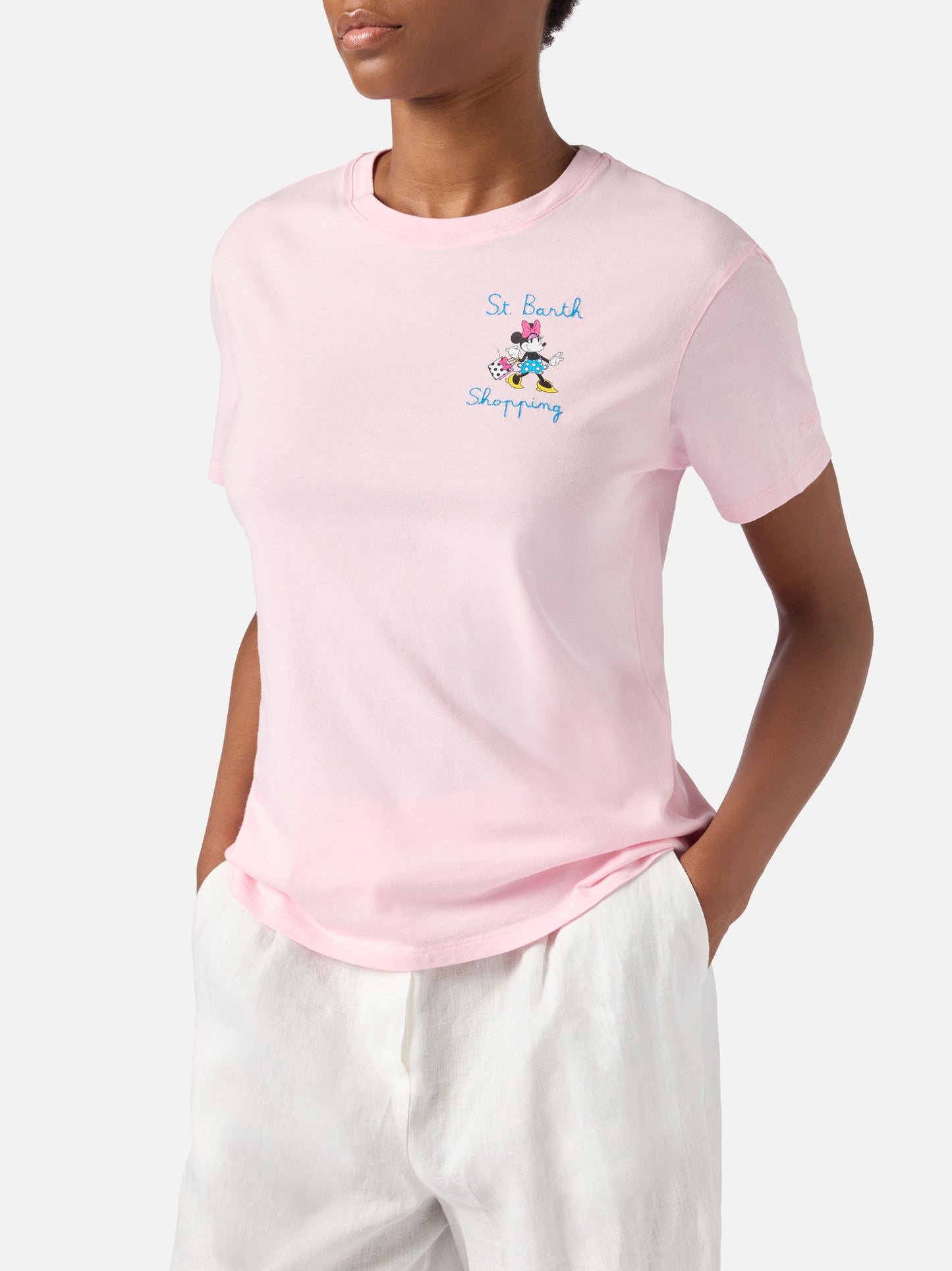 Camiseta Emilie blanca con estampado de Minnie y bordado Mi fai impazzire | Edición especial 