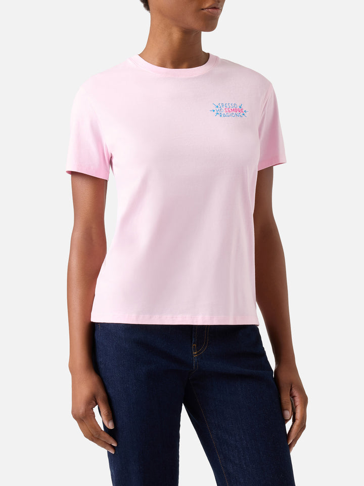 Pink Emilie t-shirt with Spesso Ho Sempre Ragione embroidery | Special edition