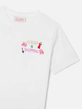 Camiseta Emilie Jr en algodón blanco con bordado Gossip and Shopping 
