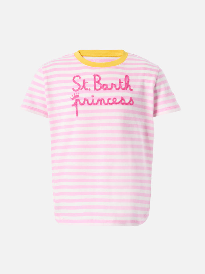 T-shirt in cotone Emma con stampa a righe e ricamo St. Barth Princess