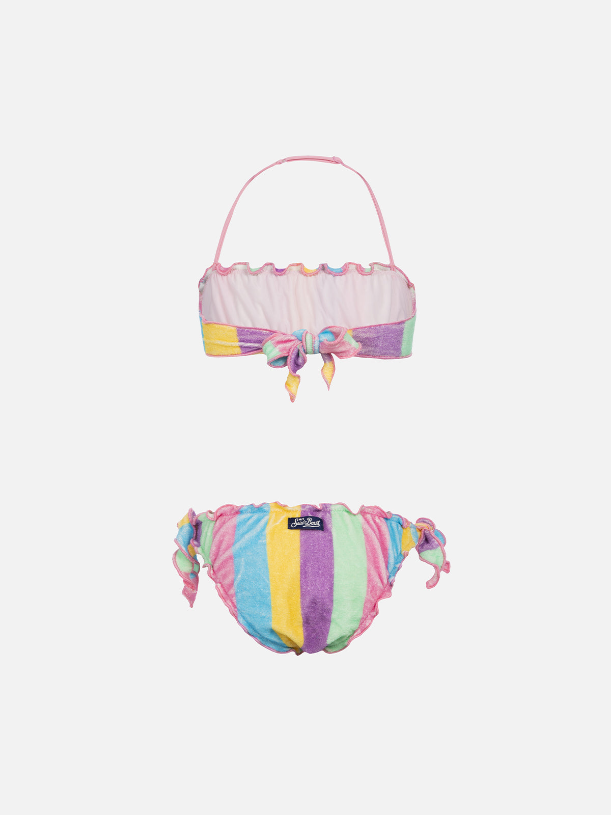 Mädchen-Frottee-Bandeau-Bikini Emy mit klassischem Streifenprint 
