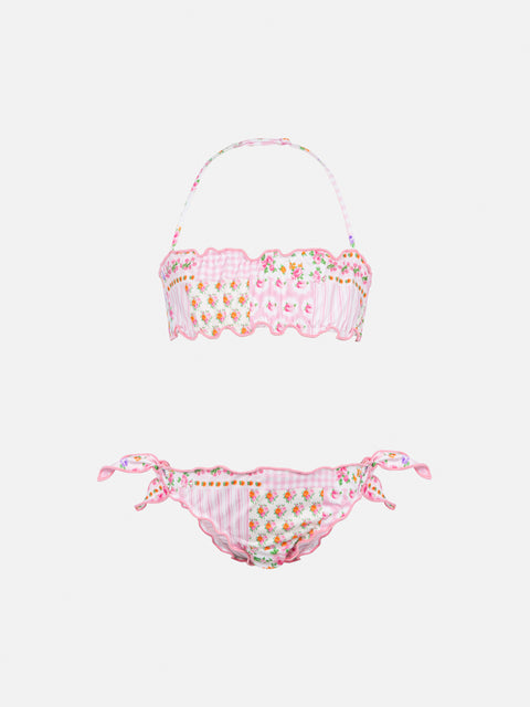 Emy classic bandeau bikini with flower patch print - MC2 Saint Barth
