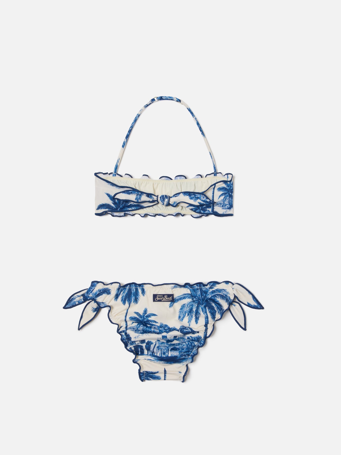 Bikini Emy con stampa toile de jouy blu