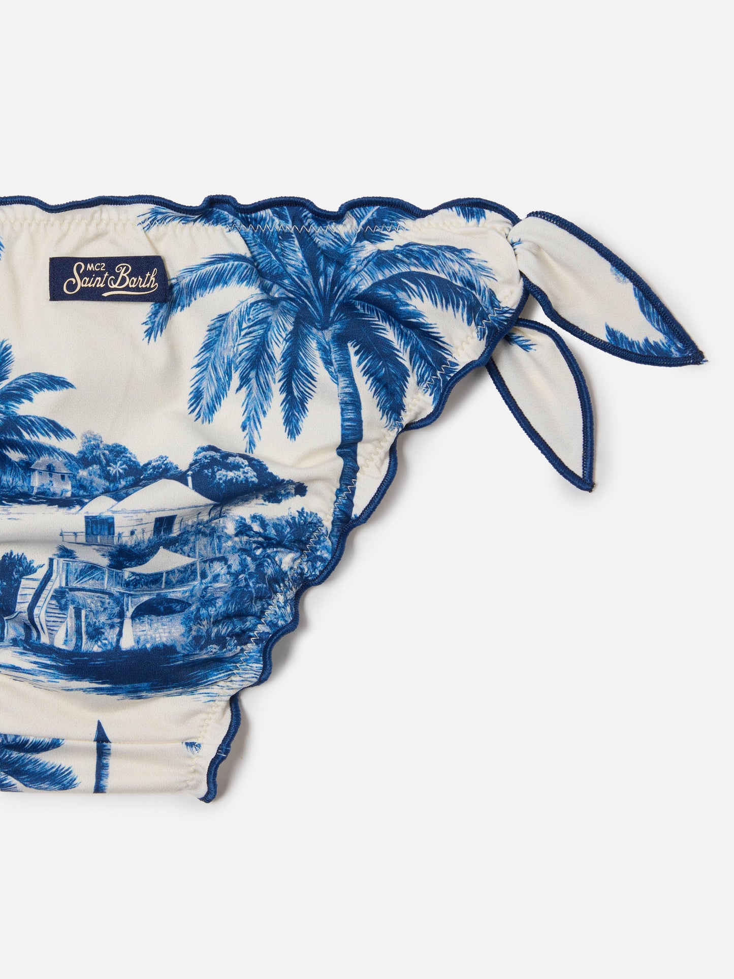 Bikini Emy con stampa toile de jouy blu
