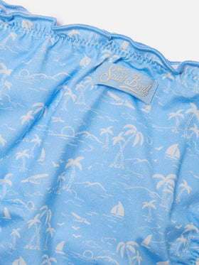 Emy light blue tropical print bikini