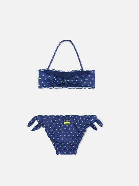 Emy navy blue bandeau bikini with  VR46 print | VR46 SPECIAL EDITION
