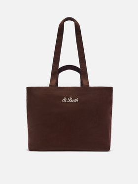 Braune Essential Cordtasche tote mit Logo-Stickerei 