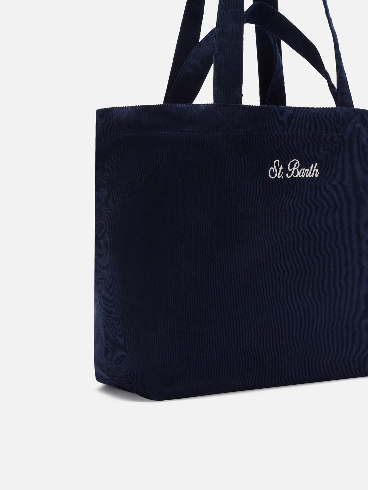 Navy blue Essential corduroy tote bag with logo embroidery
